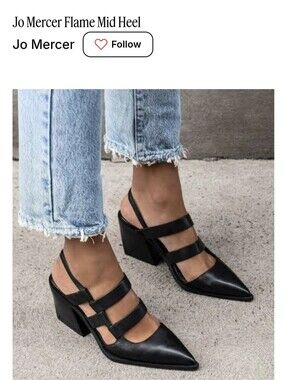 Jo Mercer Black Pointed Double-Strap Slingback Heels